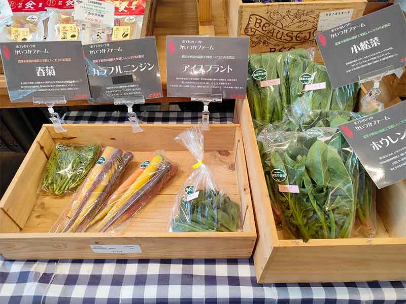 写真：歩崎交流センター直売コーナーにて、地元野菜をはじめいろいろなものが販売されいます。の写真
